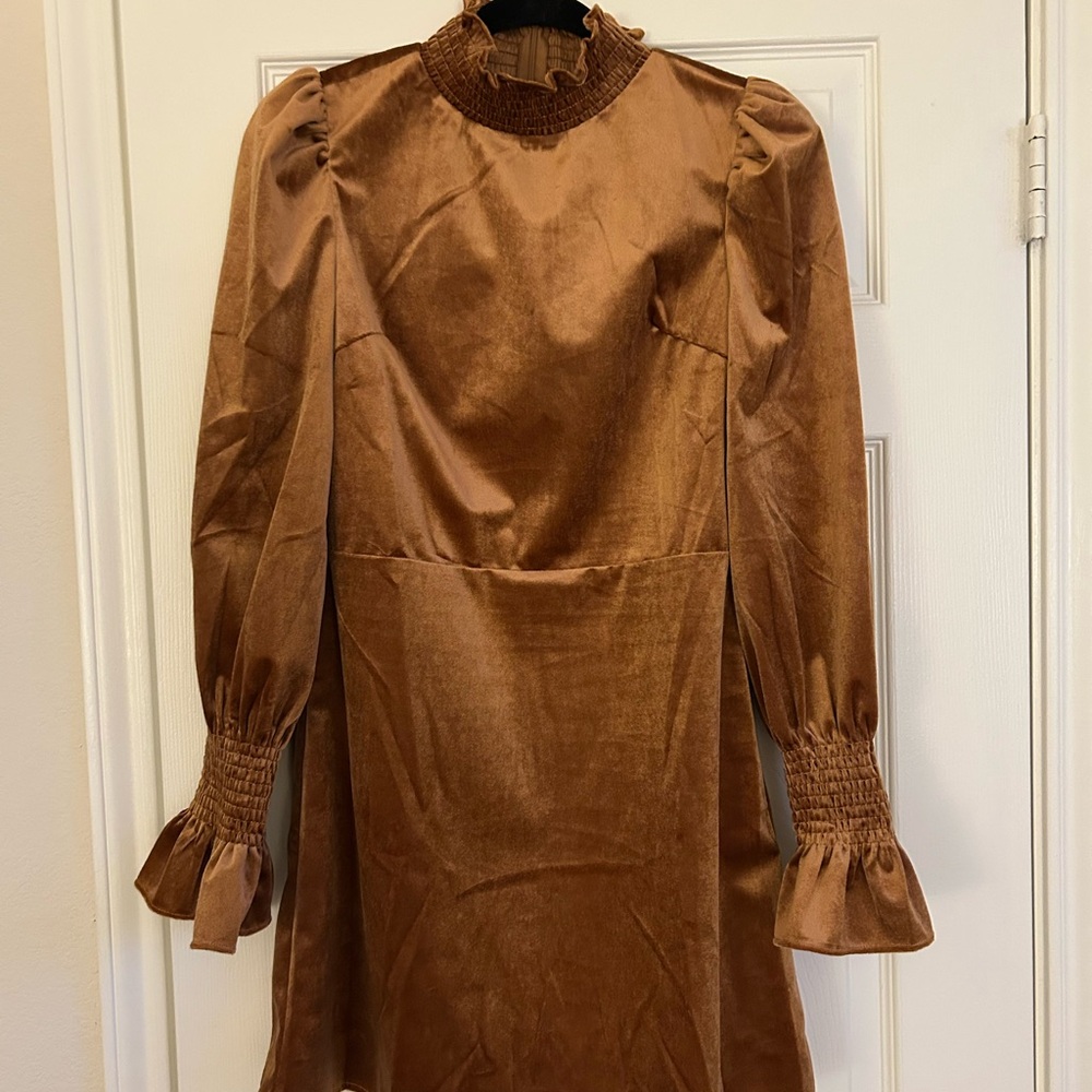 Brown Long-Sleeve Dress